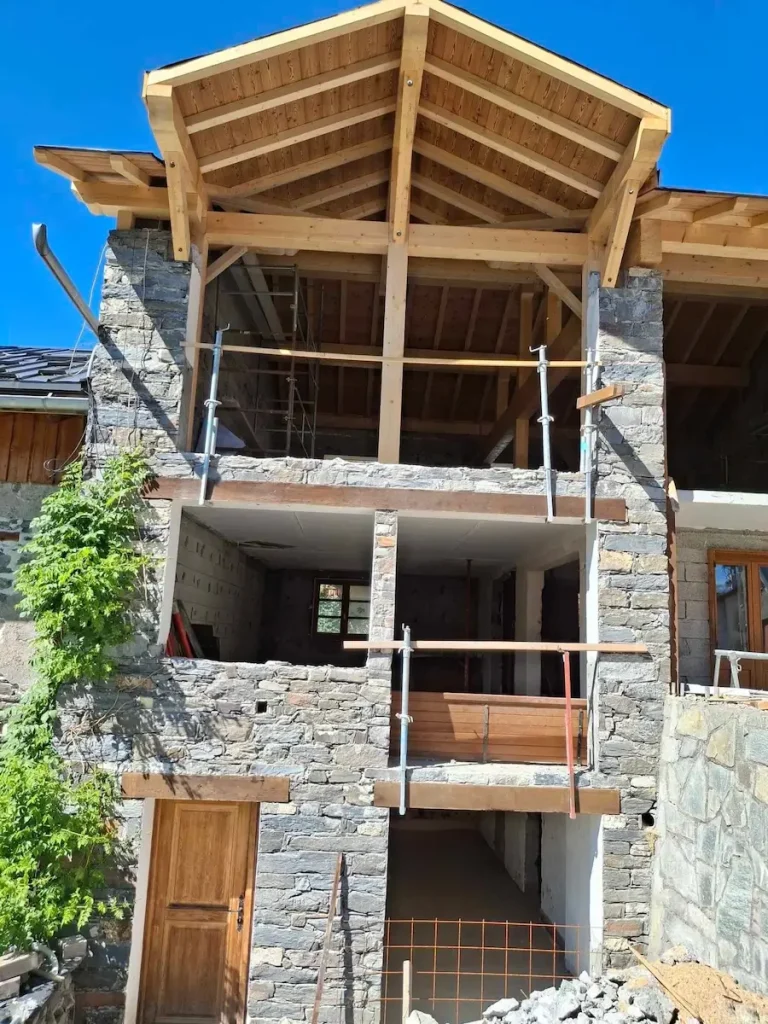 Concrete extension and timber roof works at Chalet La Grange