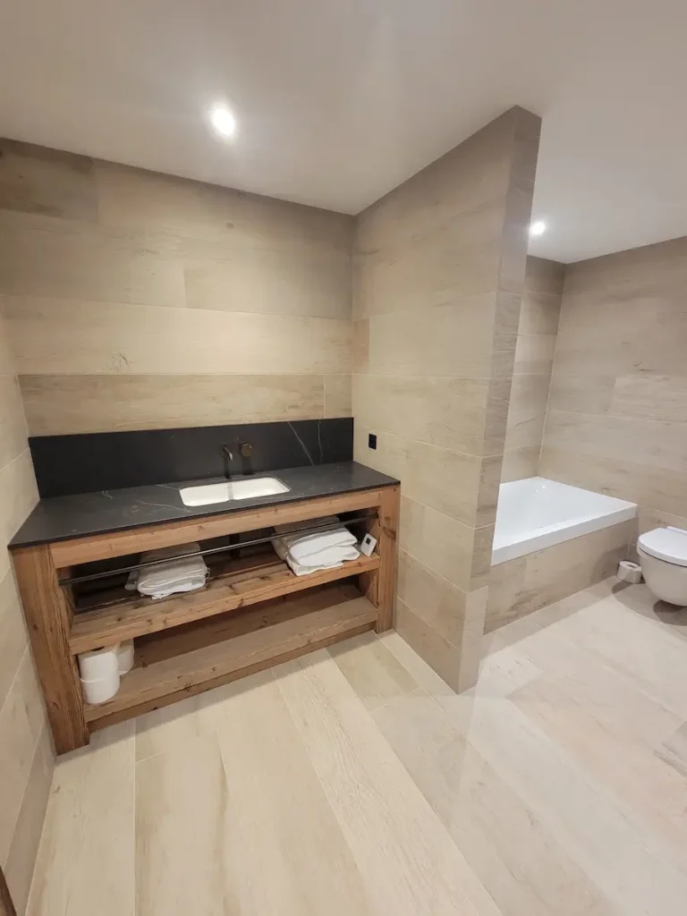 Modern bathroom vanity at Chalet La Rochette