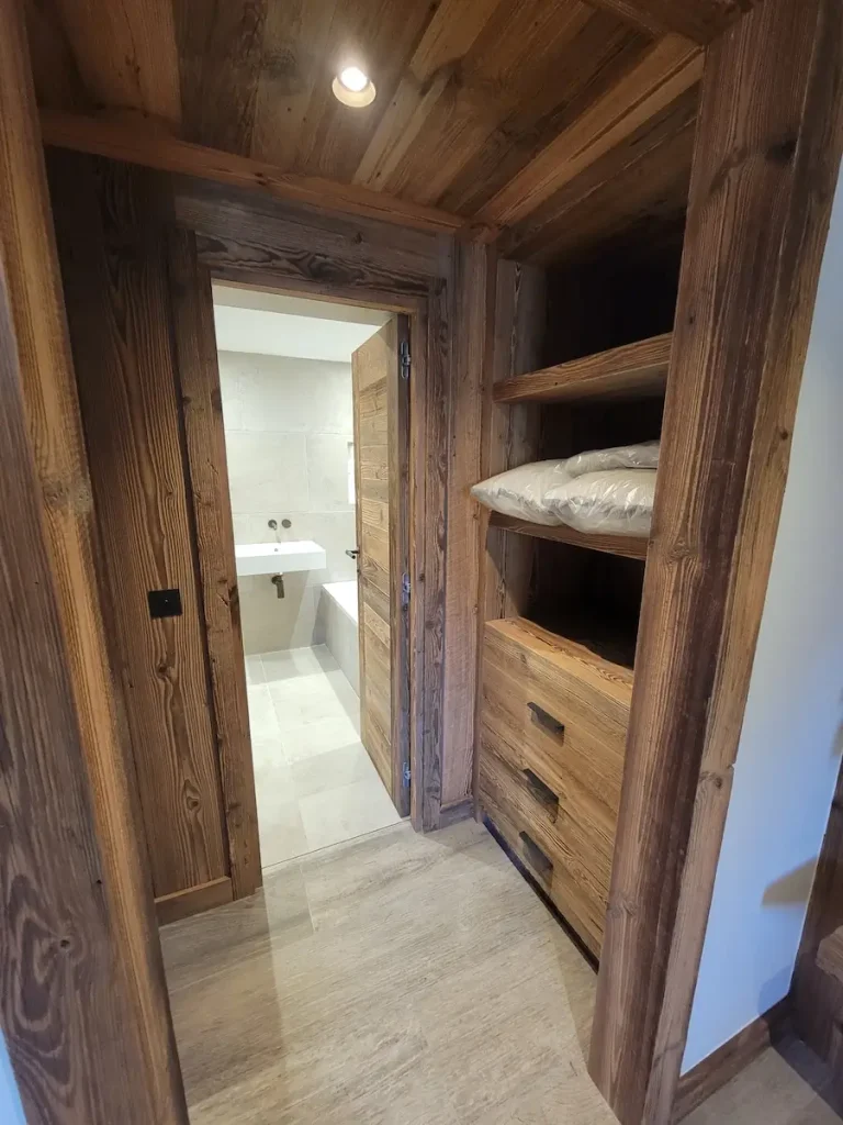 Timber hallway at Chalet La Rochette