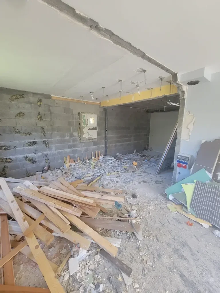 Interior room stripped out during chalet renovation