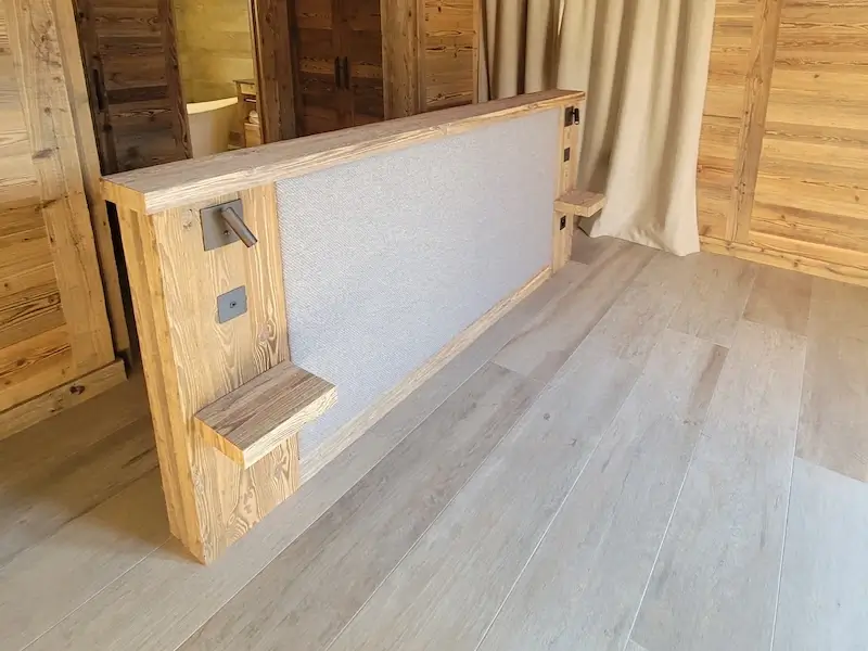 bespoke joinery custom built headboard from reclaimed wood